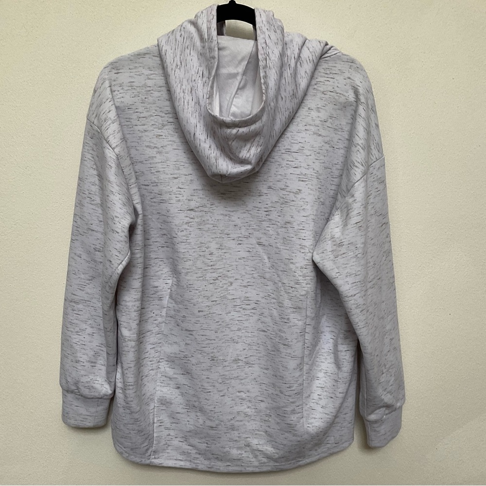 Fabletics Grey, White Patterned Cowl Neck Hooded … - image 4